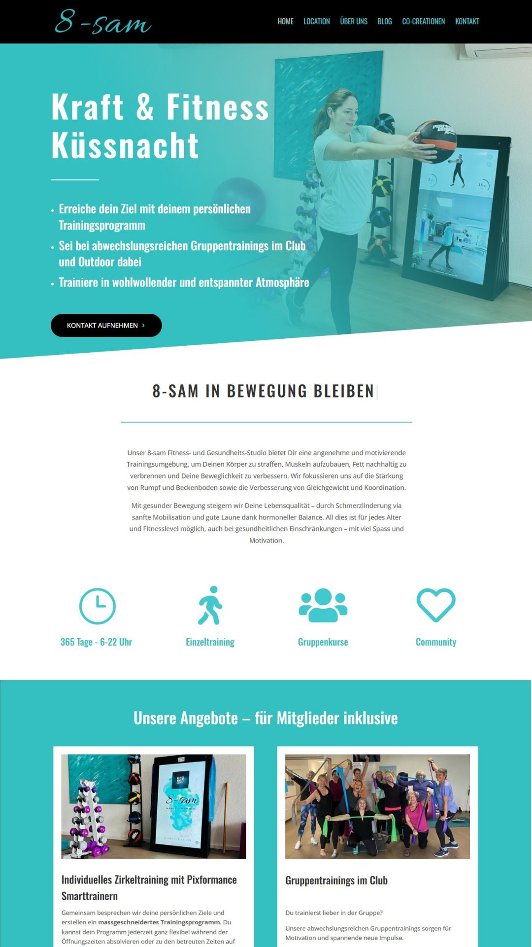 Screenshoot von der Startseite der Website von 8-sam 
